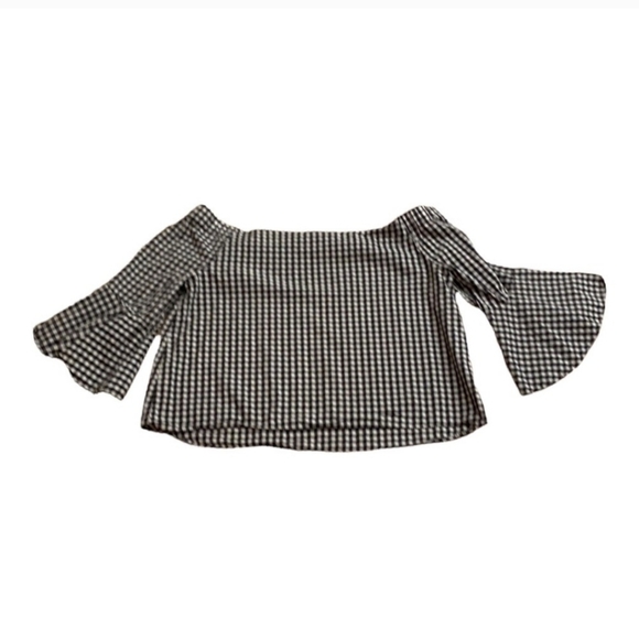 Cotton On Gingham Off-The-Shoulder Bell Sleeve Top Size M - Picture 2 of 4